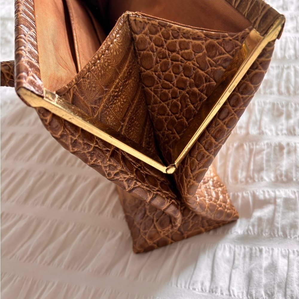 Tan Croc-Embossed Satchel Handbag - vintage Rieke - Picture 7 of 12